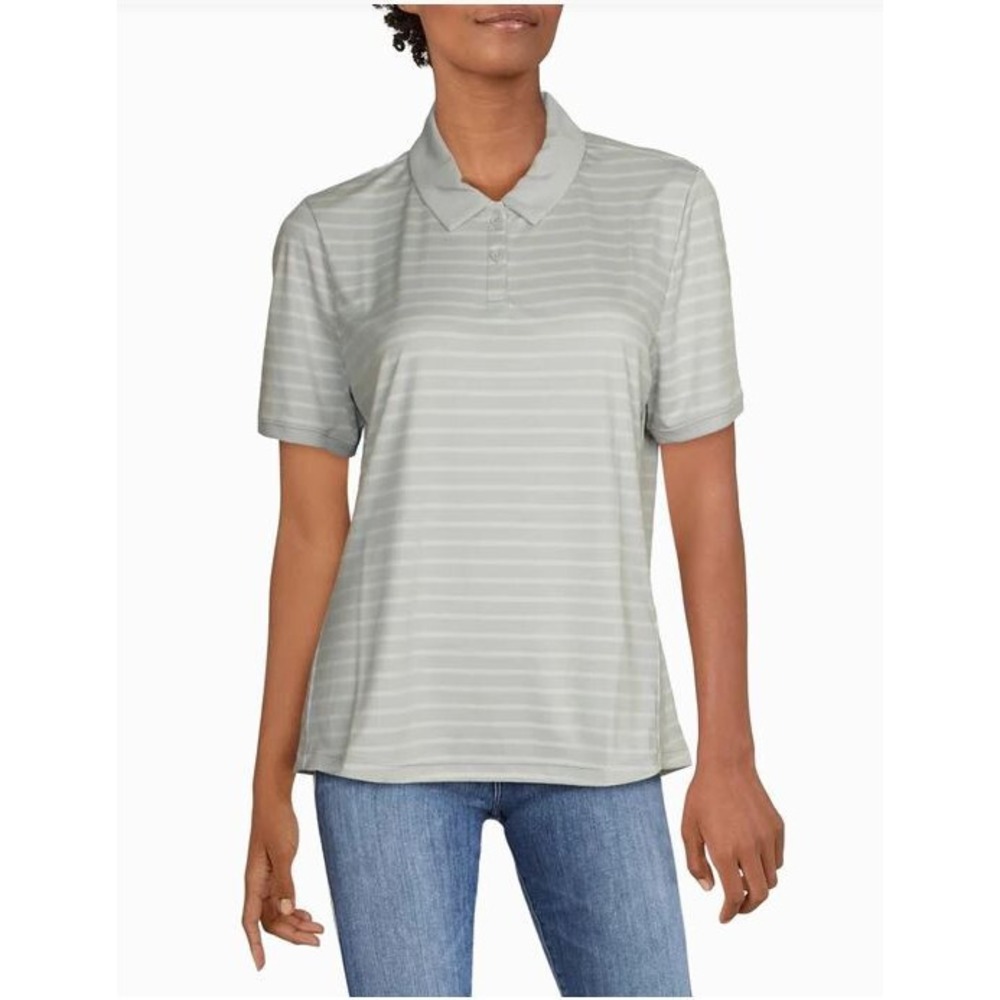 Oakley Women Artic Grey Enjoy Striped Golf Polo Shirt 532357 Size M